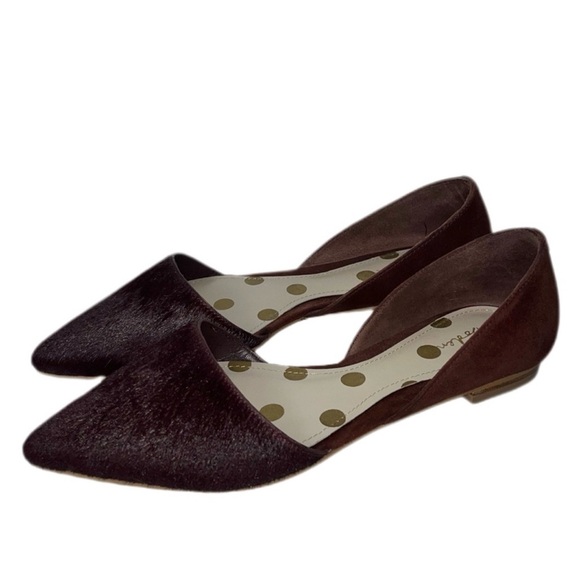 Boden Cleo Pony Hair Pointy Flats in burgundy maroon color size 8 like new - Picture 2 of 9